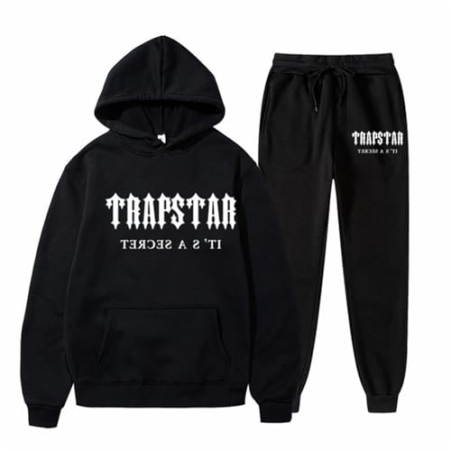 BTBDYDH Pullis Unisex Sportswear Trainingsanzug-Set Kapuzenpullis und Hosen Verdickt Hooded Langärmliges Hemd Locker-sitzend Freizeithose Jogging Anzug Trapstar Anzug Hoodie y2k 01-Schwarz L von BTBDYDH