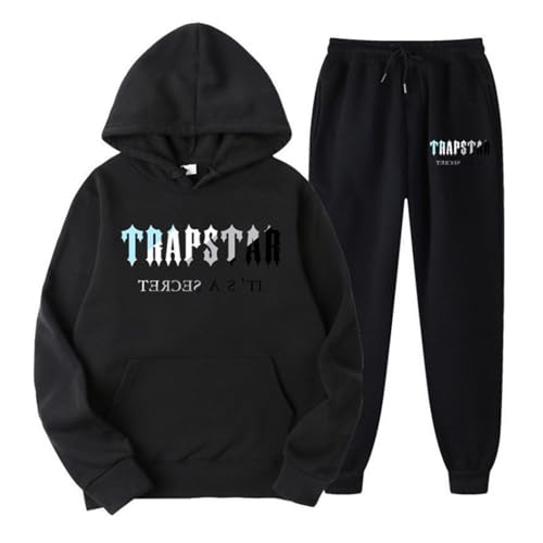 BTBDYDH Tracksuit Trapstar Jogginganzug für Herren Lose Hoodies Tracksuit Y2K für Herren Unisex Hip Hop Trainingsanzüge für Männer Lässig Oberteile und Sportanzug Trapstar Anzug 03-Schwarz M von BTBDYDH