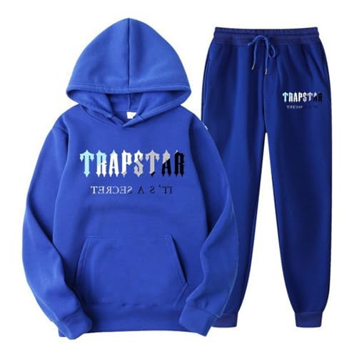 BTBDYDH Y2k Herren Trapstar Jogginganzug für Herren Lose Hoodies Tracksuit Y2K für Herren Unisex Hip Hop Trainingsanzüge für Männer Lässig Oberteile und Sportanzug Trapstar Anzug 03-Königsblau S von BTBDYDH