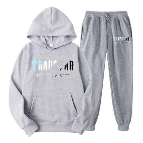 BTBDYDH Yk2 Hoodie Trapstar Jogginganzug für Herren Lose Hoodies Tracksuit Y2K für Herren Unisex Hip Hop Trainingsanzüge für Männer Lässig Oberteile und Sportanzug Trapstar Anzug 03-Hellgrau S von BTBDYDH