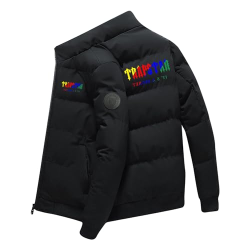 Outdoor Jacken FüR Herren Trapstar Winterjacke Herren Damen Leichte Daunenjacke Einfarbig Jacke Trapstar Logo Druckte Puffer Jacke Winterjacke Unisex Mantel Winter Warm Steppjacke (08-Schwarz,L) von BTBDYDH