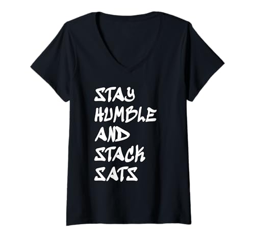 Damen Krypto: Bleib bescheiden und Statistiken stapeln T-Shirt mit V-Ausschnitt Damen Krypto: Bleib bescheiden und Statistiken stapeln T-Shirt mit V-Ausschnitt von BTC Crypto-Bitcoin