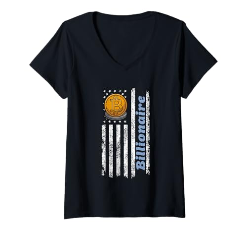 Damen Bitcoin Billionaire Patriotische amerikanische Flagge 21 Millionen BTC T-Shirt mit V-Ausschnitt Damen Bitcoin Billionaire Patriotische amerikanische Flagge 21 Millionen BTC T-Shirt mit V-Ausschnitt von BTC Saylor