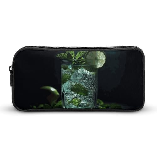 BTCOWZRV Großes Federmäppchen, Mojito Cocktail-Federtasche, ästhetisches Stifteetui für Damen und Herren, tragbare Kosmetiktasche, multifunktionale Münztasche für Büro, Urlaub, Stil, 22 x 12 x 5 cm, von BTCOWZRV