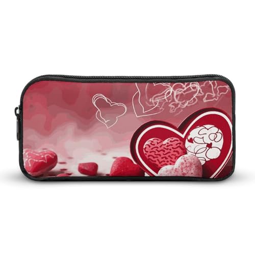 BTCOWZRV Großes Federmäppchen, Valentinstags-Federtasche, ästhetisches Stifteetui für Damen und Herren, tragbare Kosmetiktasche, multifunktionale Münztasche für Büro, Urlaub, Stil, 22 x 12 x 5 cm, von BTCOWZRV