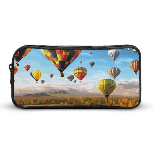 BTCOWZRV Großes Federmäppchen mit Heißluftballons, ästhetisches Stifteetui für Damen und Herren, tragbare Kosmetiktasche, multifunktionale Münztasche für Büro, Urlaub, Stil, 22 x 12 x 5 cm, von BTCOWZRV