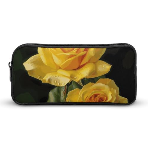 BTCOWZRV Großes Federmäppchen mit Rosenmotiv, ästhetisches Stifteetui für Damen und Herren, tragbare Kosmetiktasche, multifunktionale Münztasche für Büro, Urlaub, Stil, 22 x 12 x 5 cm, Stifteetui, von BTCOWZRV