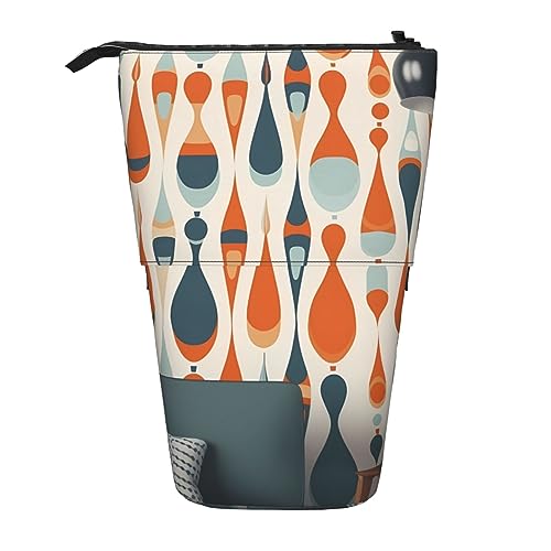 BTCOWZRV Mid Century Modernes Retro-Federmäppchen, niedliches Stifteetui, teleskopische Schreibwaren-Tasche, Make-up-Kosmetiktasche für Frauen, Büro von BTCOWZRV