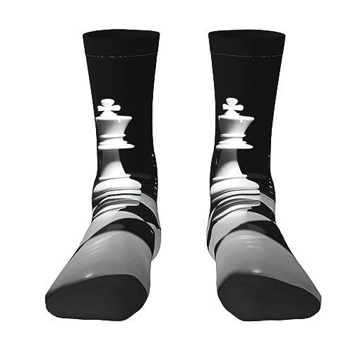 BTCOWZRV Neuheit Socken Sportsocken Personalisierte 3d Schwarz Und Weiß Schach Print Lustige Socke Für Männer Frauen, 2 Schwarz - 1, Einheitsgr��e von BTCOWZRV