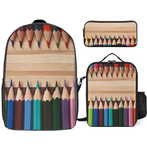 BTCOWZRV Rucksack Federmäppchen und isolierte Lunchtasche Set für Männer Frauen Große Kapazität Reise Laptop Rucksack Casual Daypack mit verstellbaren Riemen Computertasche, Weiß, Einheitsgröße, von BTCOWZRV