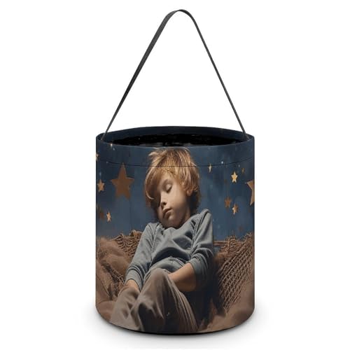 BTCOWZRV Sleep with The Stars Halloween-Süßigkeitentüten mit Griffen, groß, wiederverwendbar, für Halloween-Süßigkeiten- oder Leckereien, tragbare Halloween-Süßigkeiten-Eimer, Goodie-Taschen für von BTCOWZRV
