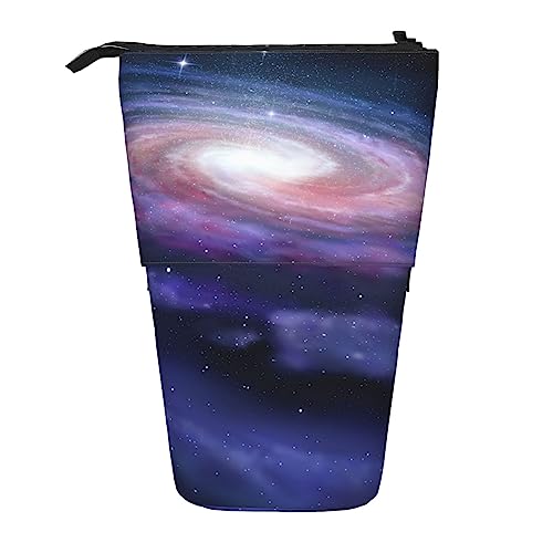 BTCOWZRV Space Spiral Cosmic Energy Pencil Case Printed Standing Pencil Case Telescopic Pencil Holder Case Cute Stationery Case Office Organizer With Zipper Closure, Schwarz , Einheitsgröße von BTCOWZRV