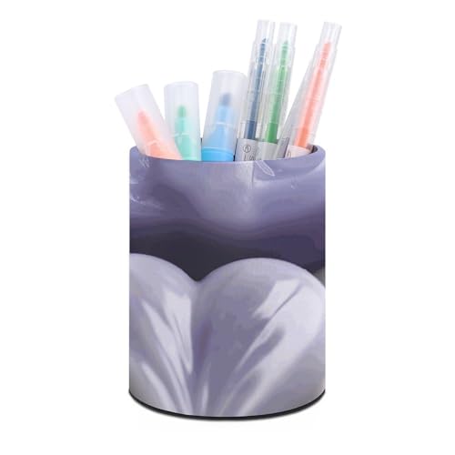 BTCOWZRV Stifthalter, Stehendes Federmäppchen, herzförmig, Seife, Stifteetui, runder Stifthalter, PU-Leder, Stiftebeutel, Schreibwarenetui für Büro, Stand-up-Organizer, einziehbarer Bleistiftbeutel, von BTCOWZRV