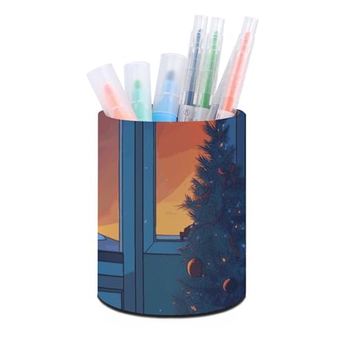 BTCOWZRV Stifthalter Stehendes Federmäppchen Auto Federmäppchen Runder Stifthalter PU-Leder Bleistifttasche Schreibwaren Etui für Büro Stand-up Organizer Einziehbare Bleistifttasche Auto, von BTCOWZRV