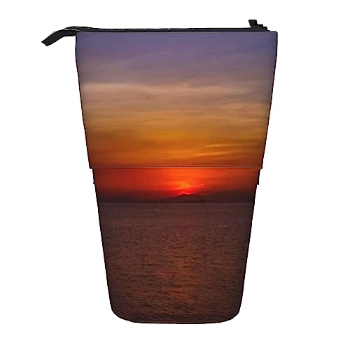 BTCOWZRV Sunset Is A Favorite Pencil Case Printed Standing Pencil Case Teleskop Pencil Holder Case Cute Stationery Case Office Organizer With Zipper Closure, Schwarz , Einheitsgröße von BTCOWZRV