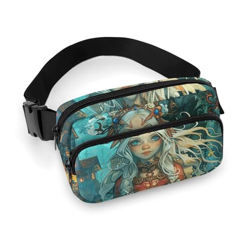 Bauchtasche, weißhaarige Priesterin, Bauchtasche für Damen und Herren, wasserdichte Gürteltasche mit verstellbarem Gürtel, lässige Umhängetasche, Reise-Hüfttasche für Sport, Laufen, Radfahren, weiß, Bauchtasche, weißhaarige Priesterin, Bauchtasche für Damen und Herren, wasserdichte Gürteltasche mit verstellbarem Gürtel, lässige Umhängetasche, Reise-Hüfttasche für Sport, Laufen, Radfahren, weiß, von BTCOWZRV