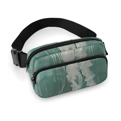 Bauchtasche für Damen und Herren, weiche, verschwommene Atmosphäre, wasserdichte Gürteltasche mit verstellbarem Gürtel, lässige Umhängetasche, Reise-Hüfttasche für Sport, Laufen, Radfahren, Weiß, 20 x Bauchtasche für Damen und Herren, weiche, verschwommene Atmosphäre, wasserdichte Gürteltasche mit verstellbarem Gürtel, lässige Umhängetasche, Reise-Hüfttasche für Sport, Laufen, Radfahren, Weiß, 20 x von BTCOWZRV