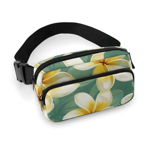 Bauchtasche mit weißem Plumeria-Muster, Bauchtasche für Damen und Herren, wasserdichte Gürteltasche mit verstellbarem Gürtel, lässige Umhängetasche, Reise-Hüfttasche für Sport, Laufen, Radfahren, Bauchtasche mit weißem Plumeria-Muster, Bauchtasche für Damen und Herren, wasserdichte Gürteltasche mit verstellbarem Gürtel, lässige Umhängetasche, Reise-Hüfttasche für Sport, Laufen, Radfahren, von BTCOWZRV