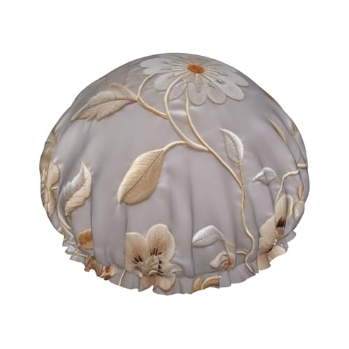Duschhaube mit Blumenstickerei, für Damen und Herren, wasserdichte Haarkappe mit Gummiband, doppellagige Badekappen, wiederverwendbare Badeduschkappen für alle Haartypen Duschhaube mit Blumenstickerei, für Damen und Herren, wasserdichte Haarkappe mit Gummiband, doppellagige Badekappen, wiederverwendbare Badeduschkappen für alle Haartypen von BTCOWZRV
