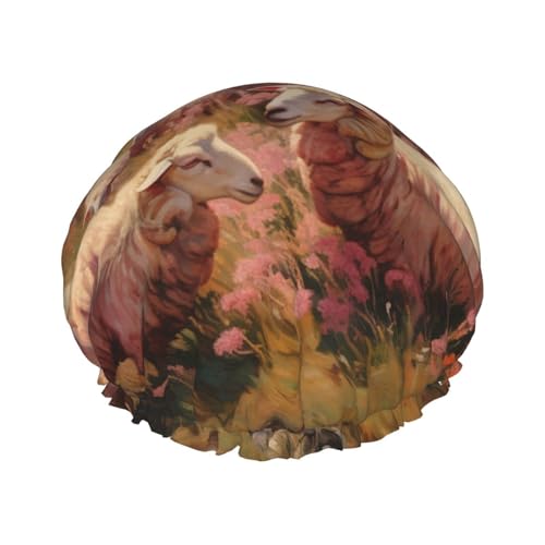 Sheep Are Grazing Duschhaube für Damen und Herren, wasserdichte Haarkappe mit Gummiband, doppellagige Badekappen, wiederverwendbare Badeduschkappen für alle Haartypen Sheep Are Grazing Duschhaube für Damen und Herren, wasserdichte Haarkappe mit Gummiband, doppellagige Badekappen, wiederverwendbare Badeduschkappen für alle Haartypen von BTCOWZRV