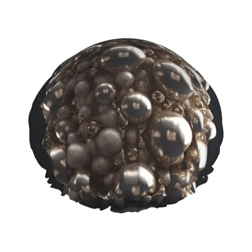 Silberfarbene Kugel-Duschhaube für Damen und Herren, wasserdichte Haarkappe mit elastischem Band, doppellagige Badekappen, wiederverwendbare Badeduschkappen für alle Haartypen Silberfarbene Kugel-Duschhaube für Damen und Herren, wasserdichte Haarkappe mit elastischem Band, doppellagige Badekappen, wiederverwendbare Badeduschkappen für alle Haartypen von BTCOWZRV