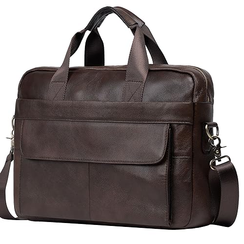 BTDAO Aktentasche aus Leder, 15 Zoll Laptoptasche, Messenger-Schultertasche Arbeitstasche Crossbody-Handtasche für Geschäftsreisen von BTDAO
