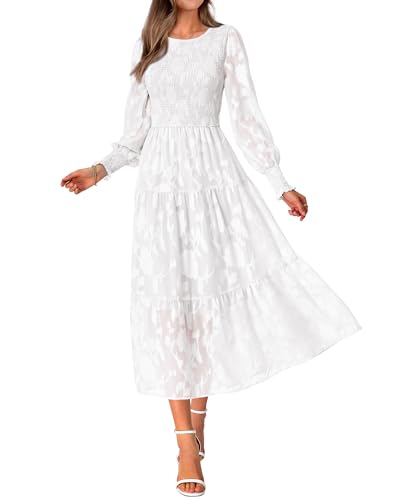BTFBM Lässiges Damenkleid 2025, Herbstkleid, elegantes Hochzeitskleid, langärmelig, Blumenmuster, Midi-Kleid, fließendes böhmisches langes Kleid, Weiss/opulenter Garten, XX-Large BTFBM Lässiges Damenkleid 2025, Herbstkleid, elegantes Hochzeitskleid, langärmelig, Blumenmuster, Midi-Kleid, fließendes böhmisches langes Kleid, Weiss/opulenter Garten, XX-Large von BTFBM