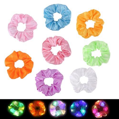 8stk Leuchtende Haargummis, Haarbänder Partygeschenke Leuchtende Haarbänder für Frauen und Mädchen Geburtstag Festival Karneval von BTFO