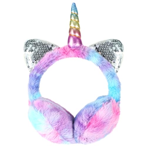 BTHRORO Einhorn Ohrenwärmer Winter Ohrenschützer Damen Kinder, Plüsch Weiche Ohrwärmer Verstellbare Ohrschützer, Kopfbedeckungen Winter Accessoire für Mädchen Damen Earmuffs von BTHRORO