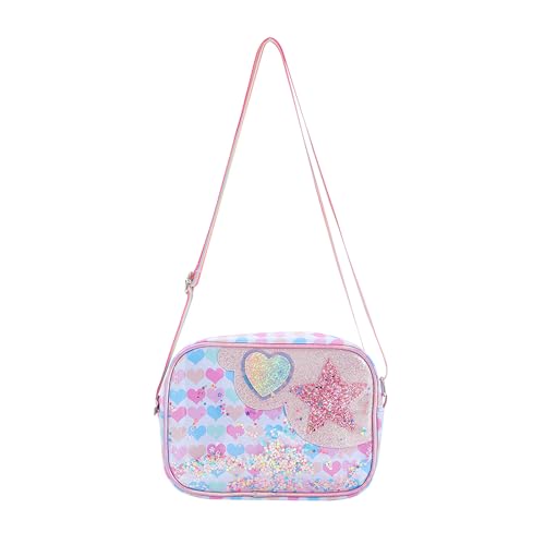 BTHRORO Umhängetasche für Mädchen Süße Messenger Bag Herzform Geldbörse Kleine Handtaschen mit Regenbogen Schultergurt für Teenager Kinder Einkaufsschulreisen von BTHRORO