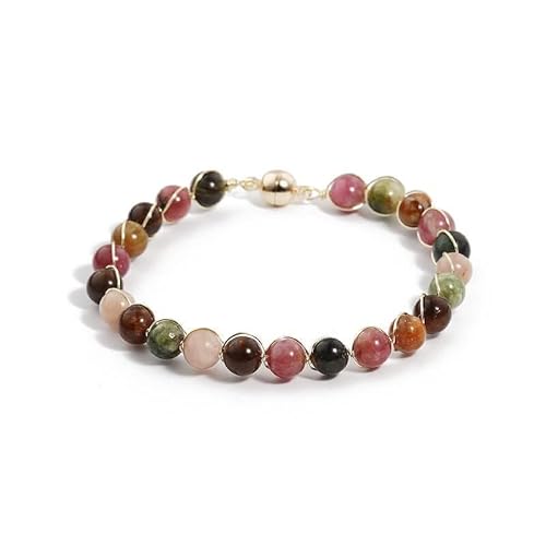 BTMDECOR Elegantes natürliches Turmalin-Armband für Damen - geflochtener Edelstein für Passform-Verschluss von BTMDECOR