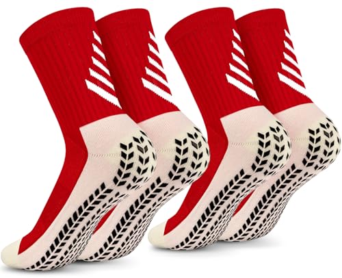 BTNEEU 2 Paar Rutschfeste Fußballsocken Herren Basketballsocken Anti Rutsch Sportsocken Atmungsaktive Athletic Socken Laufsocken Grip Fußballsocken Wandersocken für Damen von BTNEEU