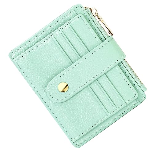 BTNEEU Kreditkartenetui Damen Echtes Leder Geldbörse Klein RFID Schutz Kartenetui mit Münzfach Geldbeutel Mini Portemonnaie Visitenkartenetui Slim Card Holder mit 9 Kartenfächer (Aquablau) von BTNEEU