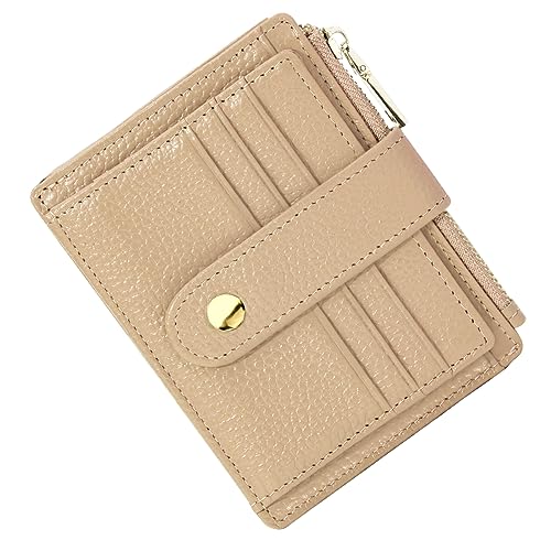 BTNEEU Kreditkartenetui Damen Echtes Leder Geldbörse Klein RFID Schutz Kartenetui mit Münzfach Herren Geldbeutel Mini Portemonnaie Visitenkartenetui Slim Card Holder mit 9 Kartenfächer (Sandgelb) von BTNEEU