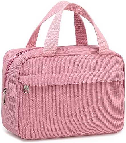 Make-up-Tasche für Damen, Kosmetiktasche, groß, Make-Up-Organizer, Reise-Kulturbeutel, wasserdicht, mit Reißverschluss, Tragetasche für Mädchen, Cord-Pink von BTOOP