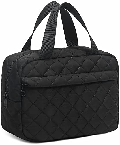 Make-up-Tasche für Damen, Kosmetiktasche, groß, Make-up-Organizer, Reise-Kulturbeutel, wasserdichter Reißverschluss, Tragetasche für Mädchen, schwarz gesteppt von BTOOP