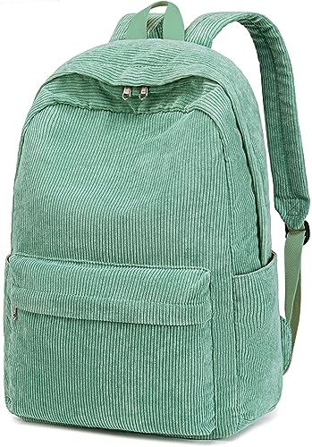 Schulrucksack für Teenager, große Cord-Büchertasche, leicht, für Mädchen und Jungen, lässig, High School, College, 43,2 cm (17 Zoll), Laptop-Reisetasche, Grün , 17 inch, Daypack Rucksäcke von BTOOP