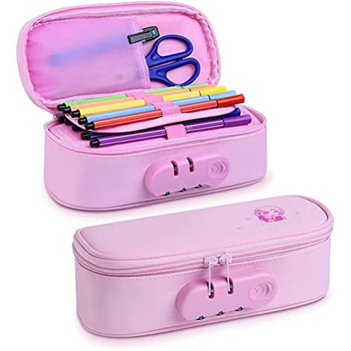 BTSEURY Federmäppchen mit Codeschloss,Bleistifttasche mit großer Kapazität Anti-Diebstahl-Codeschloss Federmäppchen Schüler Federmäppchen von BTSEURY