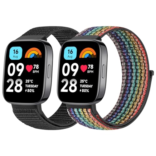 BTTNG Armband Kompatibel mit Xiaomi Redmi Watch 3 Active für Damen und Herren, Verstellbares Atmungsaktives Nylonband Sport Solo Loop Ersatzarmband für Redmi Watch 3 Active von BTTNG