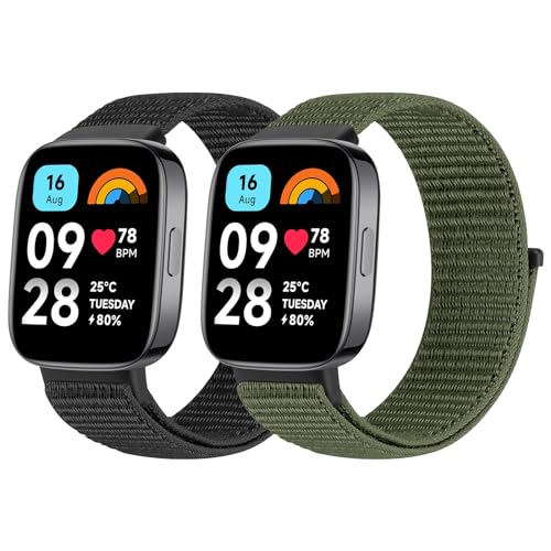 BTTNG Armband Kompatibel mit Xiaomi Redmi Watch 3 Active für Damen und Herren, Verstellbares Atmungsaktives Nylonband Sport Solo Loop Ersatzarmband für Redmi Watch 3 Active von BTTNG