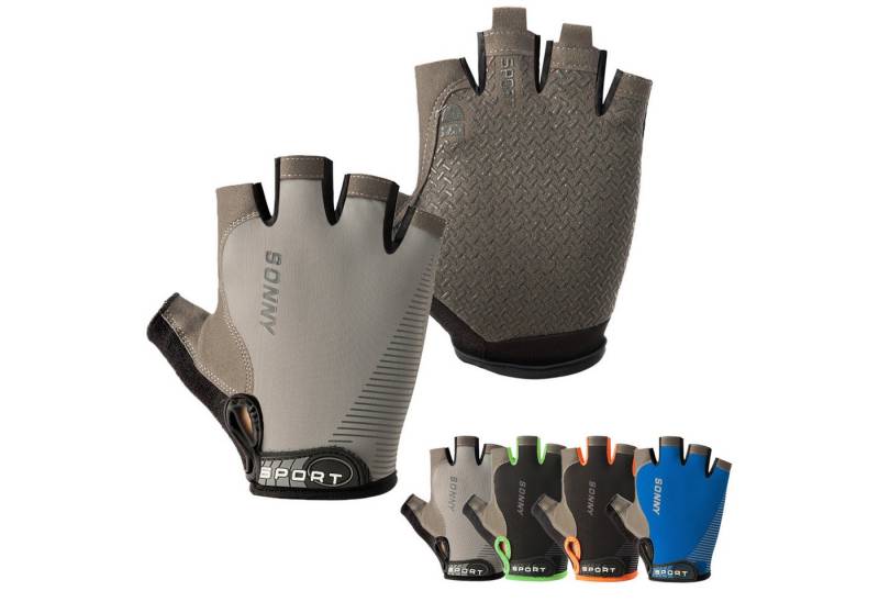 BTTO Hsch. Fahrradhandschuhe Fingerlose Handschuhe Eisseide, Silikon Rutschfeste Fahrradhandschuhe mit Klettverschluss für Motorrad Camping Wandern Bergsteigen von BTTO Hsch.