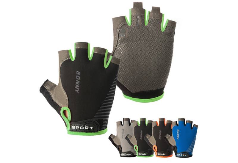 BTTO Hsch. Fahrradhandschuhe Fingerlose Handschuhe Eisseide, Silikon Rutschfeste Fahrradhandschuhe mit Klettverschluss für Motorrad Camping Wandern Bergsteigen von BTTO Hsch.