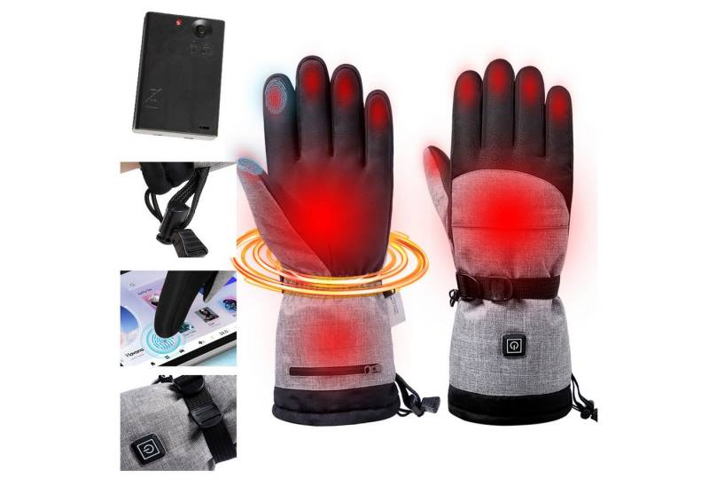 BTTO Hsch. Fahrradhandschuhe Winter Handschuhe Beheizte 3AA-Batterie Touchscreen-Handschuhe Sporthandschuhe 3 Temperatur Thermo Handschuhe für Damen&Herren von BTTO Hsch.