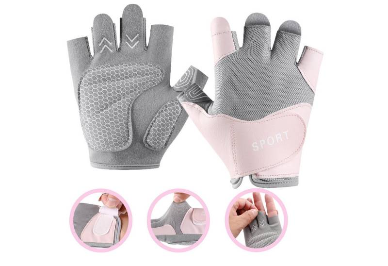 BTTO Hsch. Laufhandschuhe Handschuhe Damen Fahrradhandschuhe Halbfinger,Rutschfestes Silikon 3D-Wabenschaumpolster Fitnesshandschuhe für Damen von BTTO Hsch.