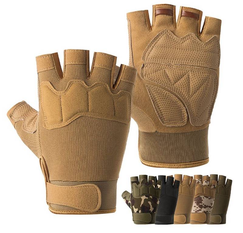 BTTO Hsch. Fahrradhandschuhe Handschuhe Men Fingerlose Tactical Halbfinger,Camo für Outdoor Fischen Radfahren Anti-Rutsch, Fitnessstudio Joggen Bewegungstraining von BTTO Hsch.