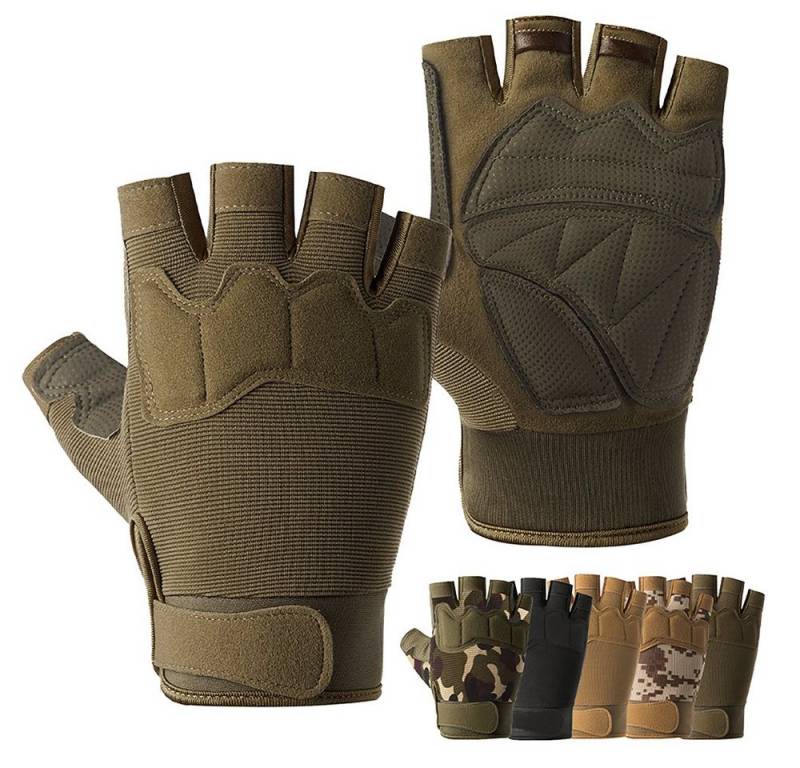 BTTO Hsch. Fahrradhandschuhe Handschuhe Men Fingerlose Tactical Halbfinger,Camo für Outdoor Fischen Radfahren Anti-Rutsch, Fitnessstudio Joggen Bewegungstraining von BTTO Hsch.