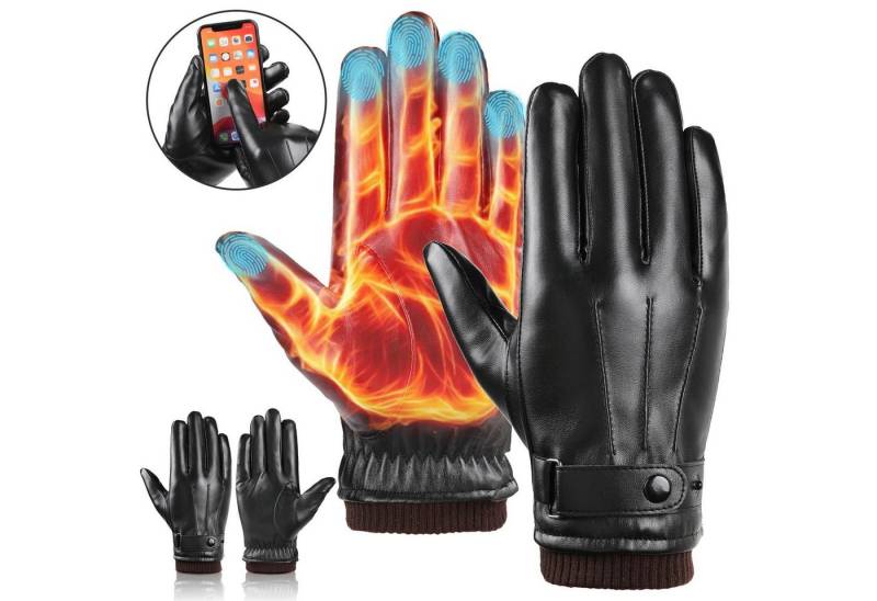 BTTO Lederhandschuhe Herren Touchscreen Texting Lederhandschuhe Winter Warm Schwarz von BTTO