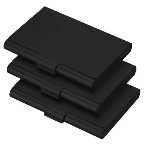 BTYQKZVPM Aluminium-Kartenetui Vatertagsgeschenk, Vatertag Visitenkartenhalter 3er-Set 93x60x16mm Mehrfarbig Visitenkartenhalter(Black) von BTYQKZVPM