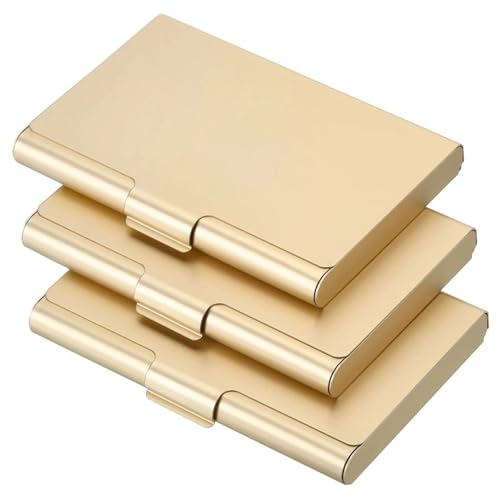 BTYQKZVPM Aluminium-Kartenetui Vatertagsgeschenk, Vatertag Visitenkartenhalter 3er-Set 93x60x16mm Mehrfarbig Visitenkartenhalter(Gold Tone) von BTYQKZVPM