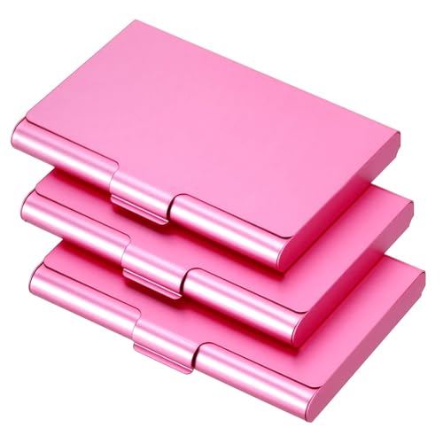 BTYQKZVPM Aluminium-Kartenetui Vatertagsgeschenk, Vatertag Visitenkartenhalter 3er-Set 93x60x16mm Mehrfarbig Visitenkartenhalter(Pink) von BTYQKZVPM